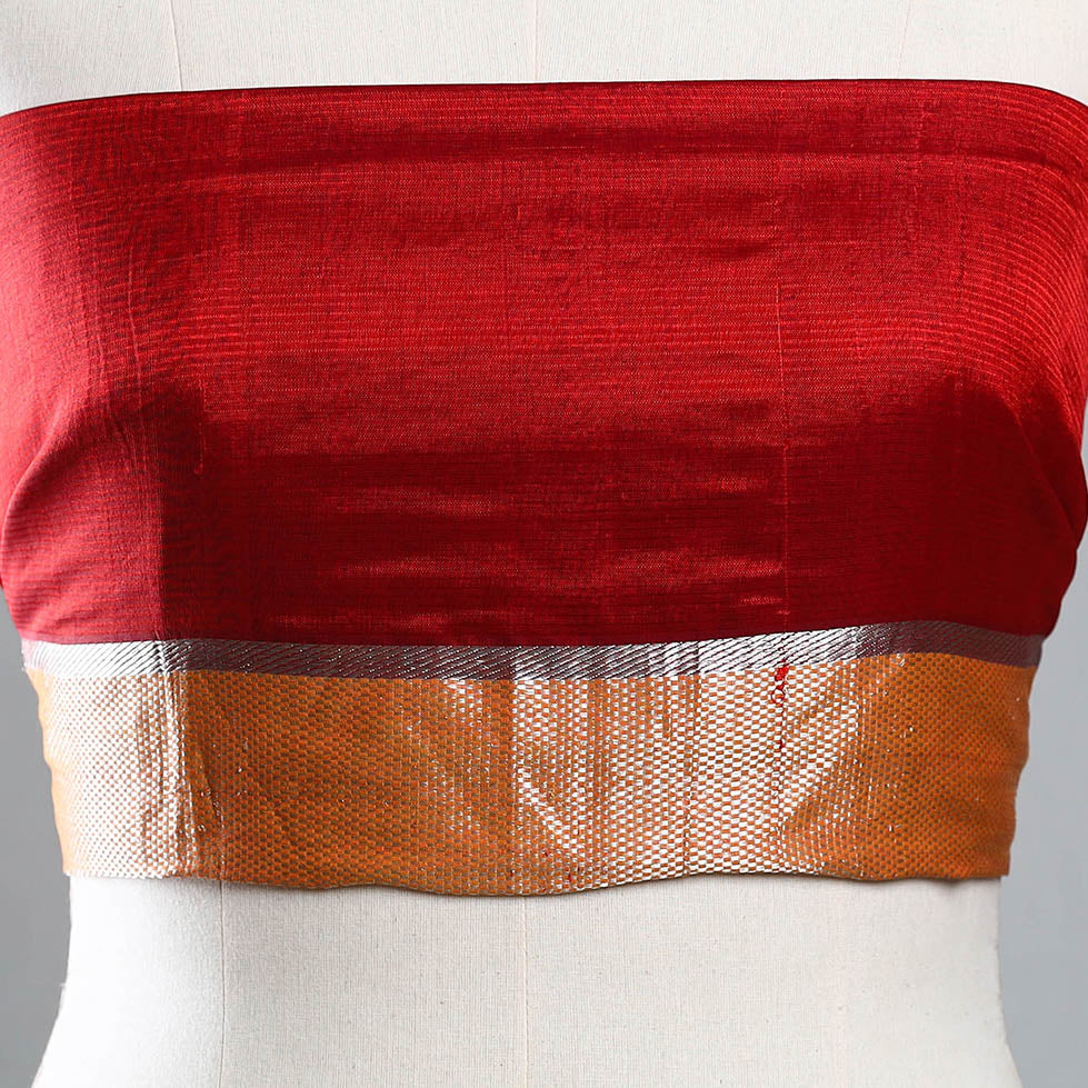 Red - Maheshwari Silk Blouse Piece 28