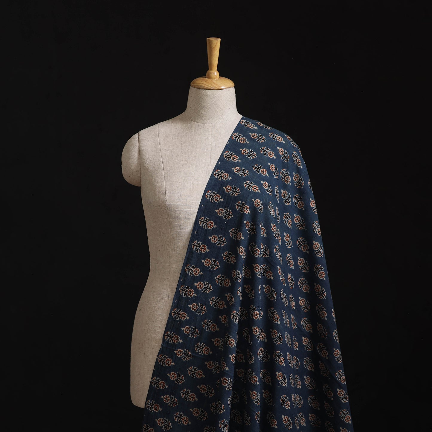 Natural Dyed Hand Block Print Ajrakh Cotton Hakoba Fabric 40