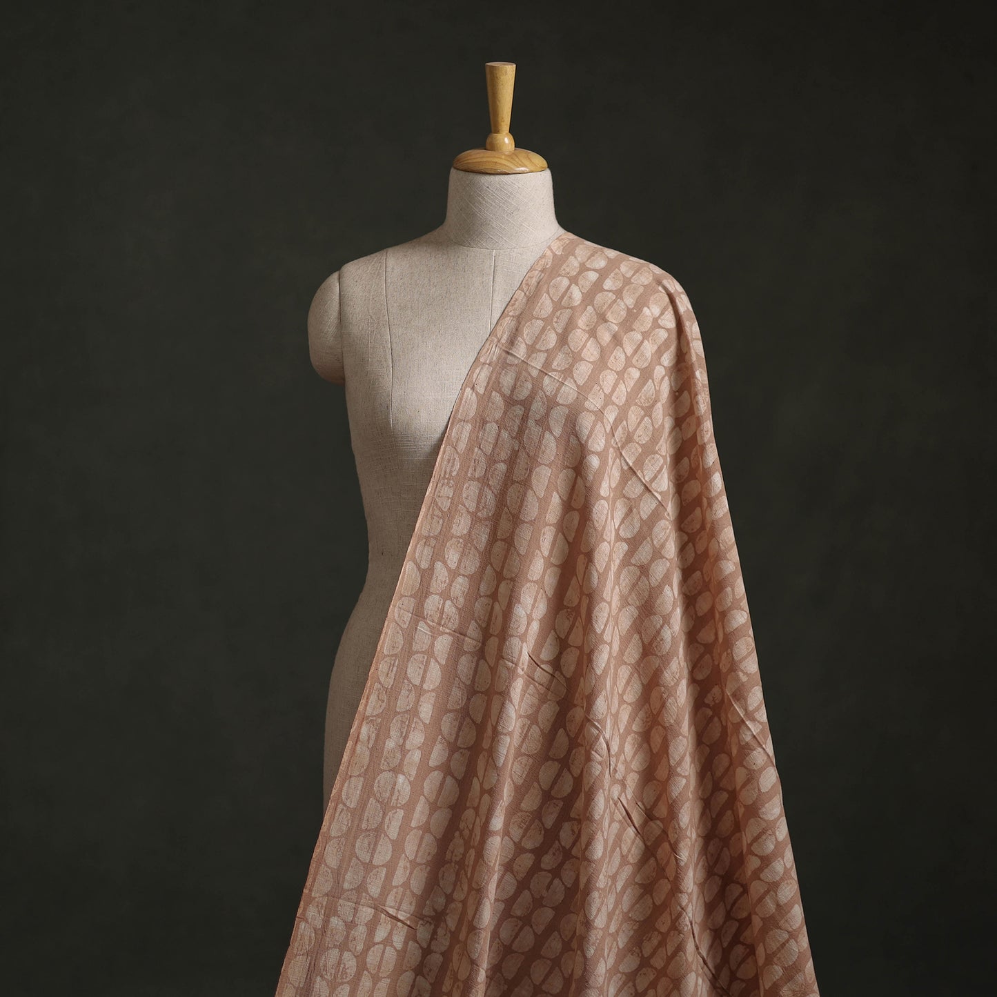 Brown - Authentic Kutch Hand Block Batik Print Pure Handwoven Natural Dyed Kala Cotton Fabric 08