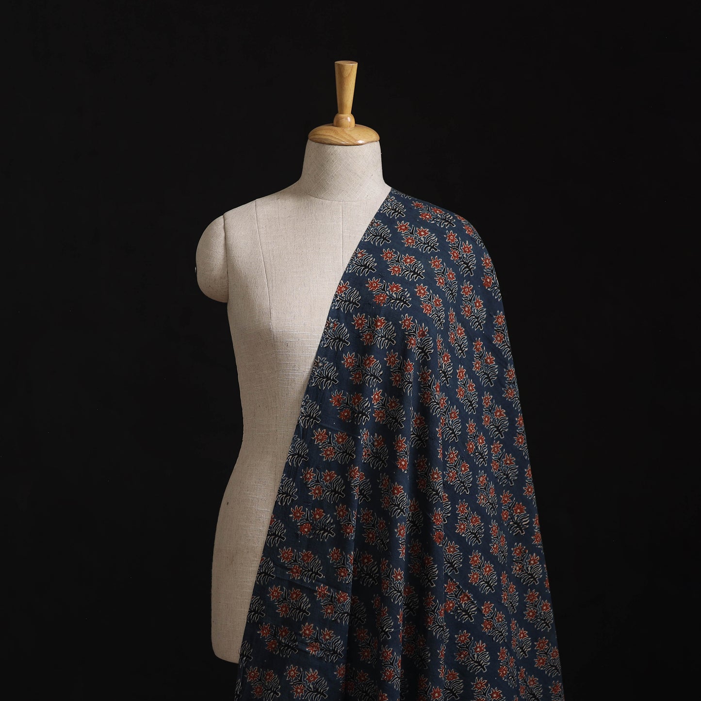 Natural Dyed Hand Block Print Ajrakh Cotton Hakoba Fabric 41