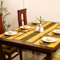 Yellow - Tagai Work Ajrakh Block Print Cotton Dining Table Runner with Mat Set 40