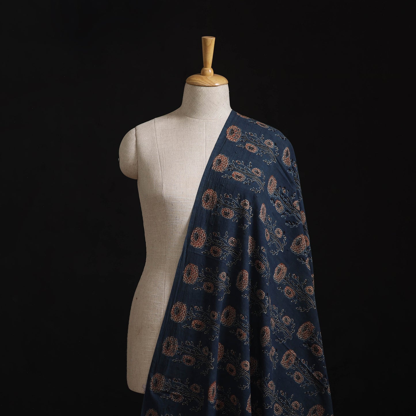 Natural Dyed Hand Block Print Ajrakh Cotton Hakoba Fabric 42