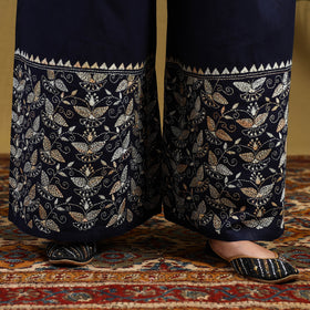  Blue Cotton Bengal Kantha Hand Embroidery Palazzo