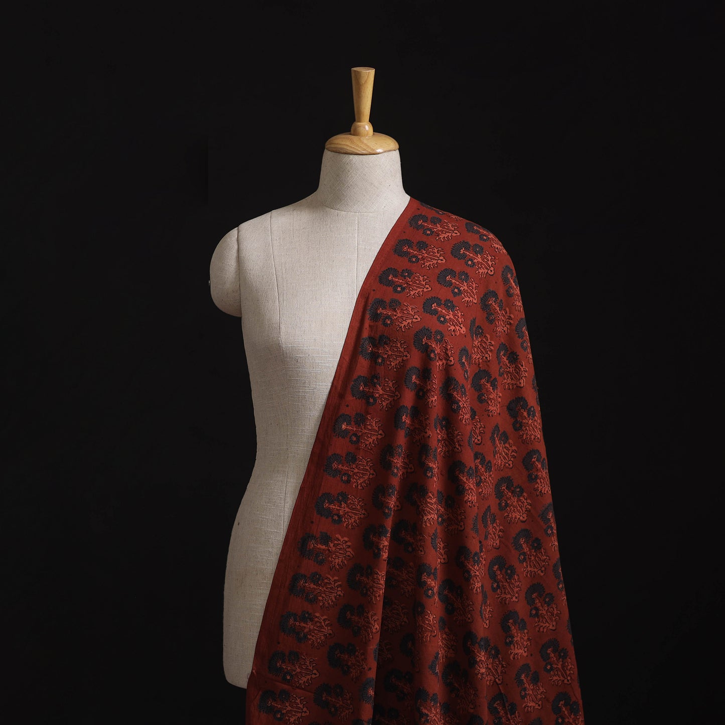 Natural Dyed Hand Block Print Ajrakh Cotton Hakoba Fabric 46