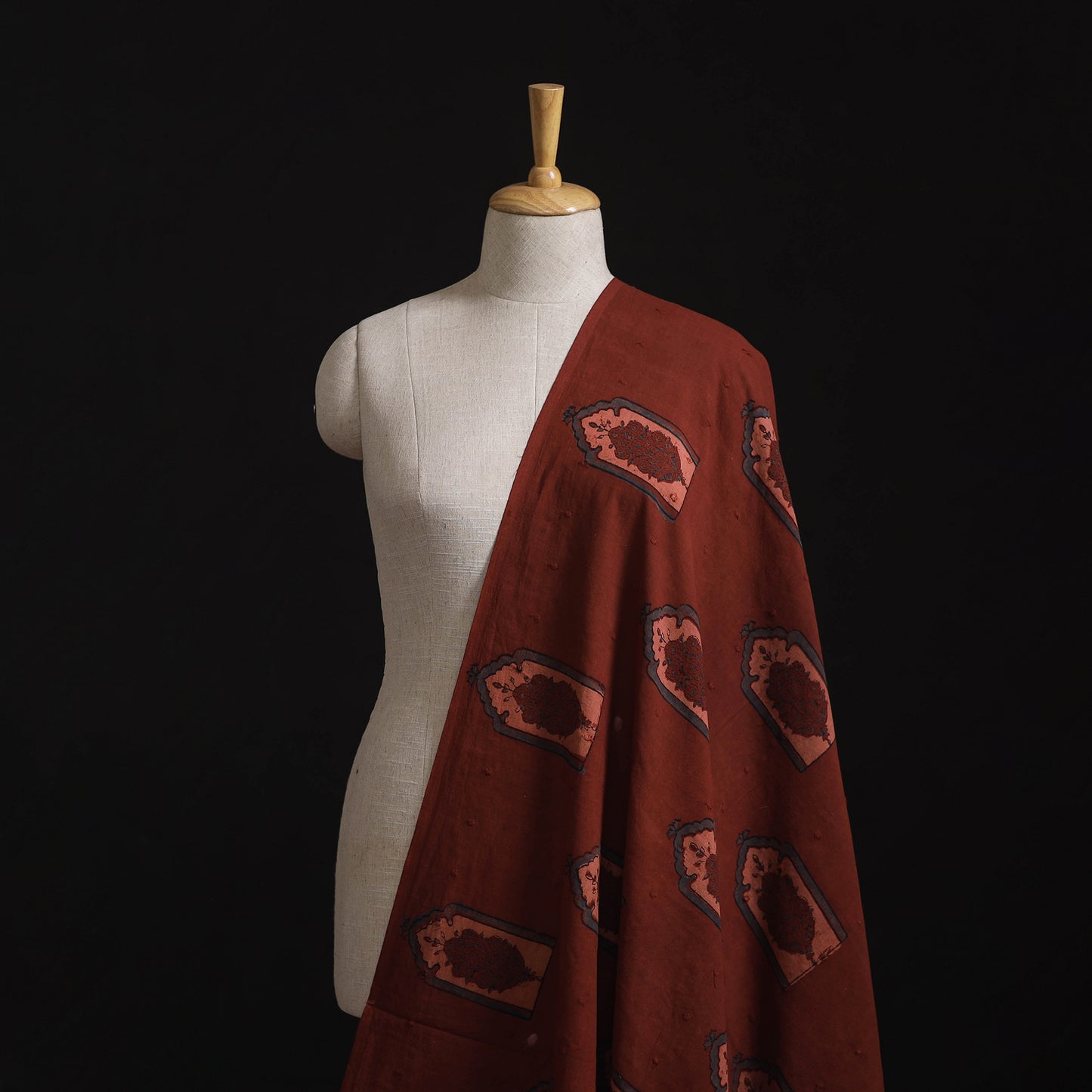 Natural Dyed Hand Block Print Ajrakh Cotton Hakoba Fabric 47