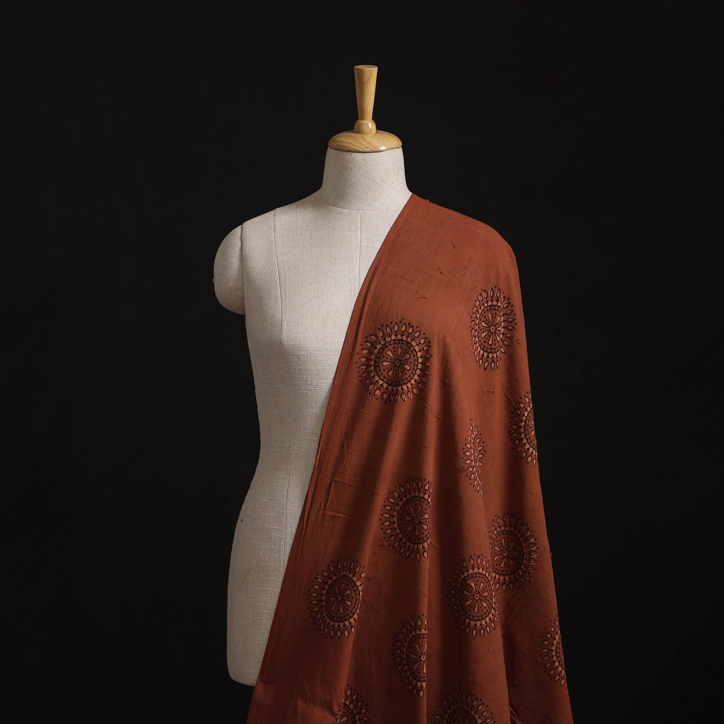 Natural Dyed Hand Block Print Ajrakh Cotton Hakoba Fabric 49