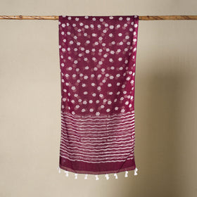 Buy Mul Cotton Hand Batik Print Stole with Tassels