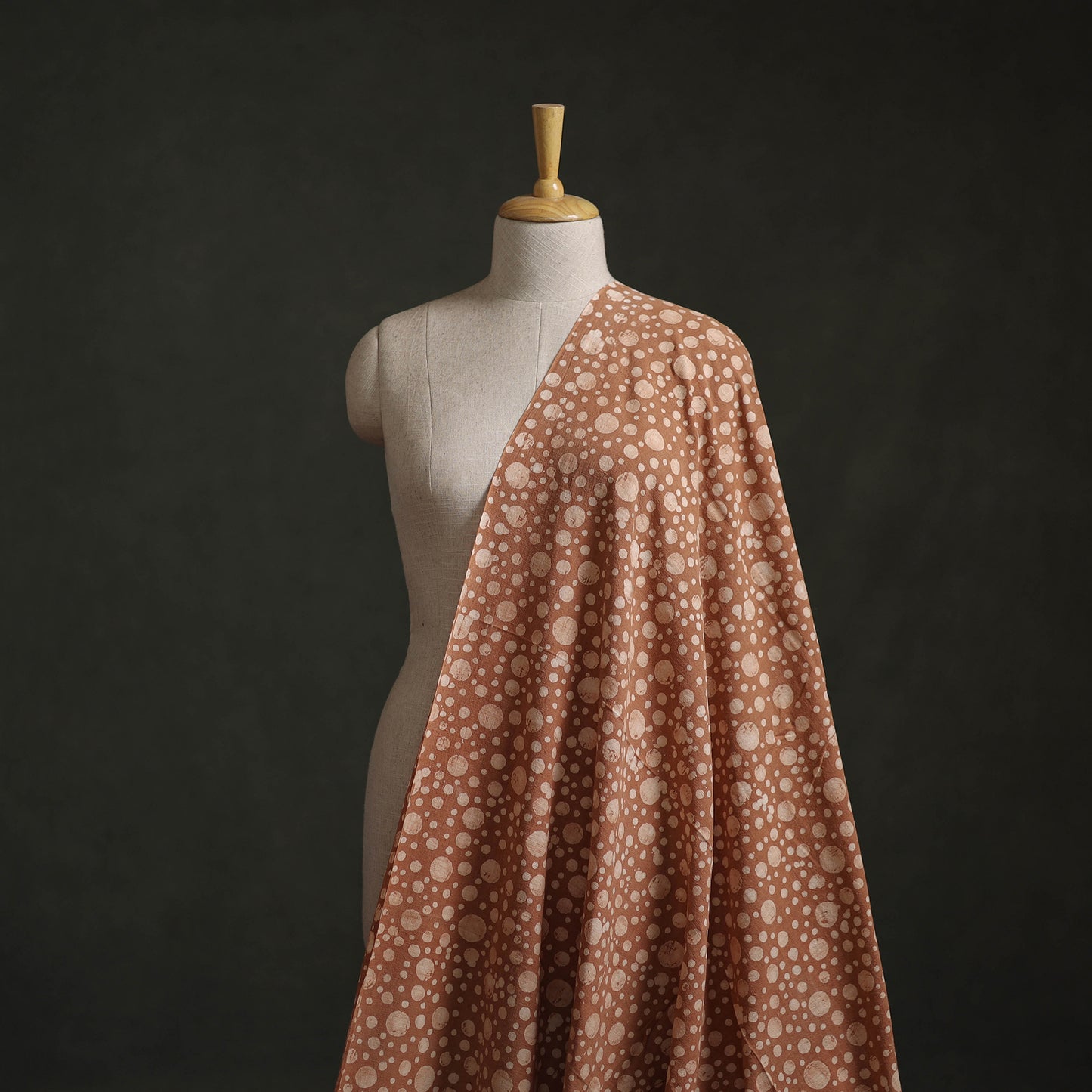Brown - Authentic Kutch Hand Block Batik Print Pure Handwoven Natural Dyed Kala Cotton Fabric 17
