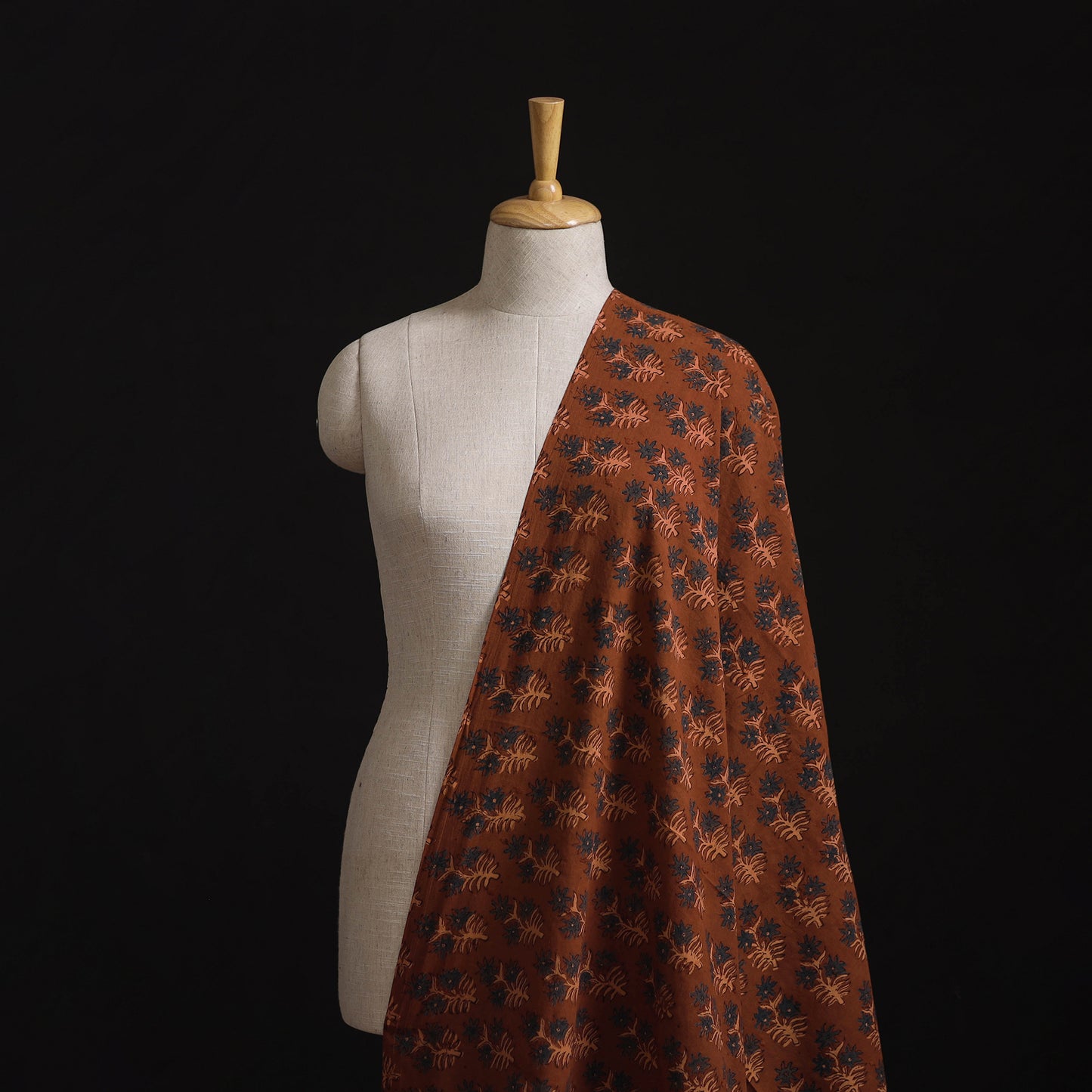Natural Dyed Hand Block Print Ajrakh Cotton Hakoba Fabric 54