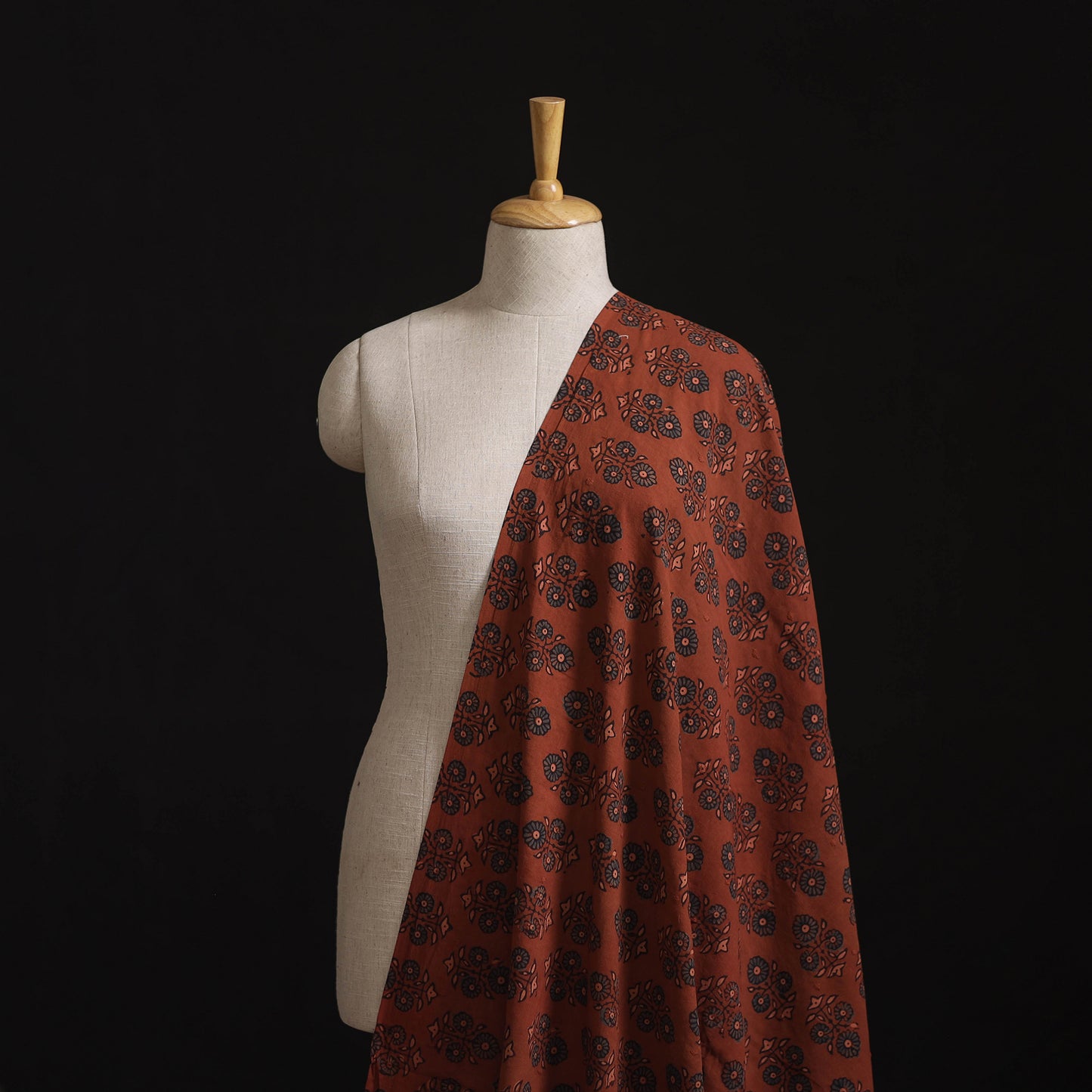 Natural Dyed Hand Block Print Ajrakh Cotton Hakoba Fabric 51