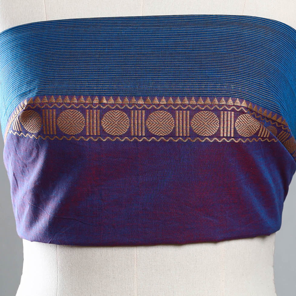 Blue - Kanchipuram Cotton Blouse Piece 13