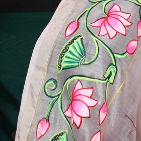 Pink - chanderi silk handpainted pichwai dupatta 04