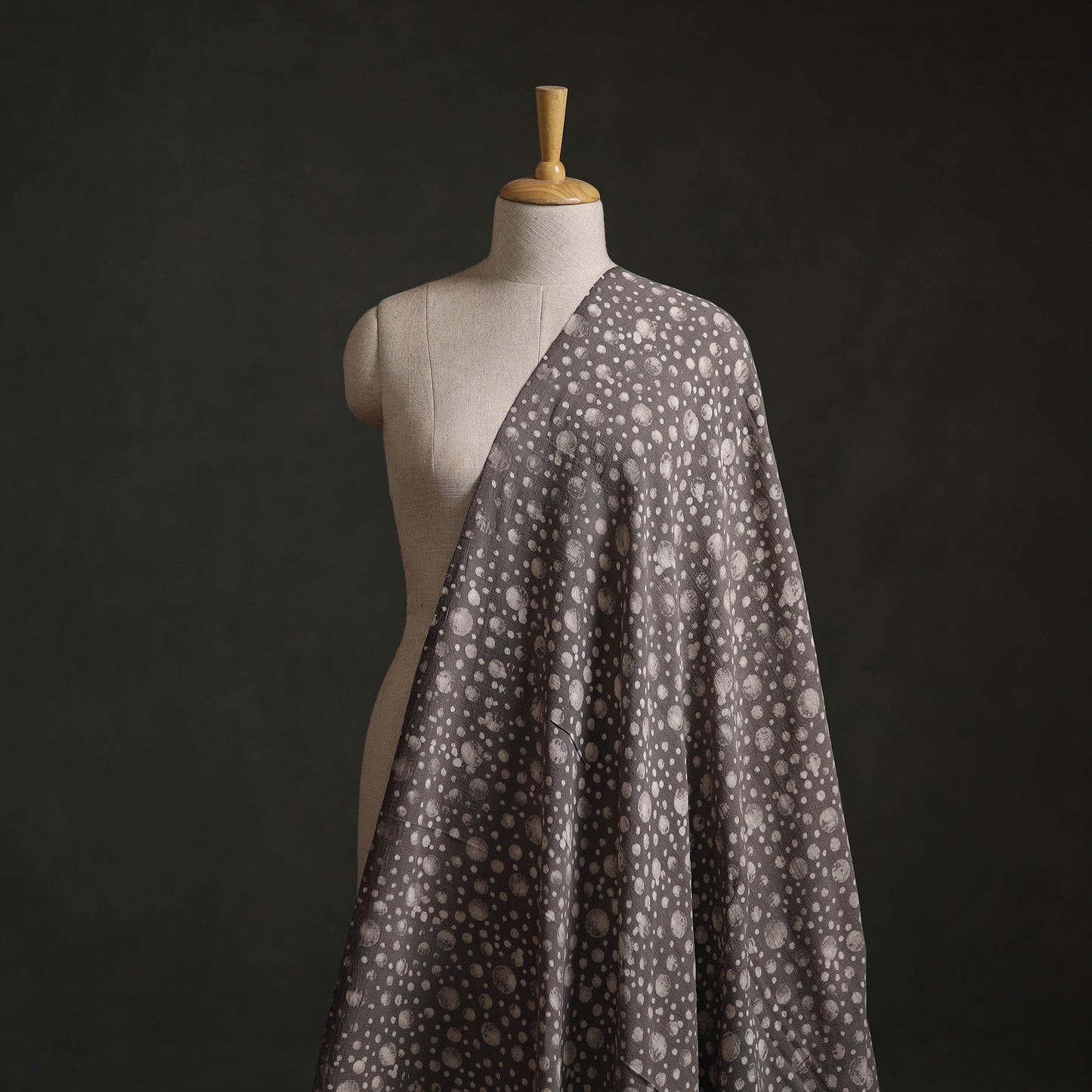 Grey - Authentic Kutch Hand Block Batik Print Pure Handwoven Natural Dyed Kala Cotton Fabric 23