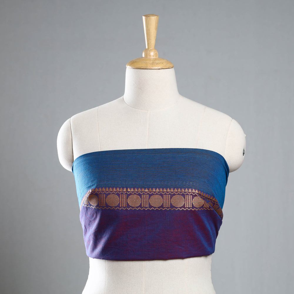 Blue - Kanchipuram Cotton Blouse Piece 13