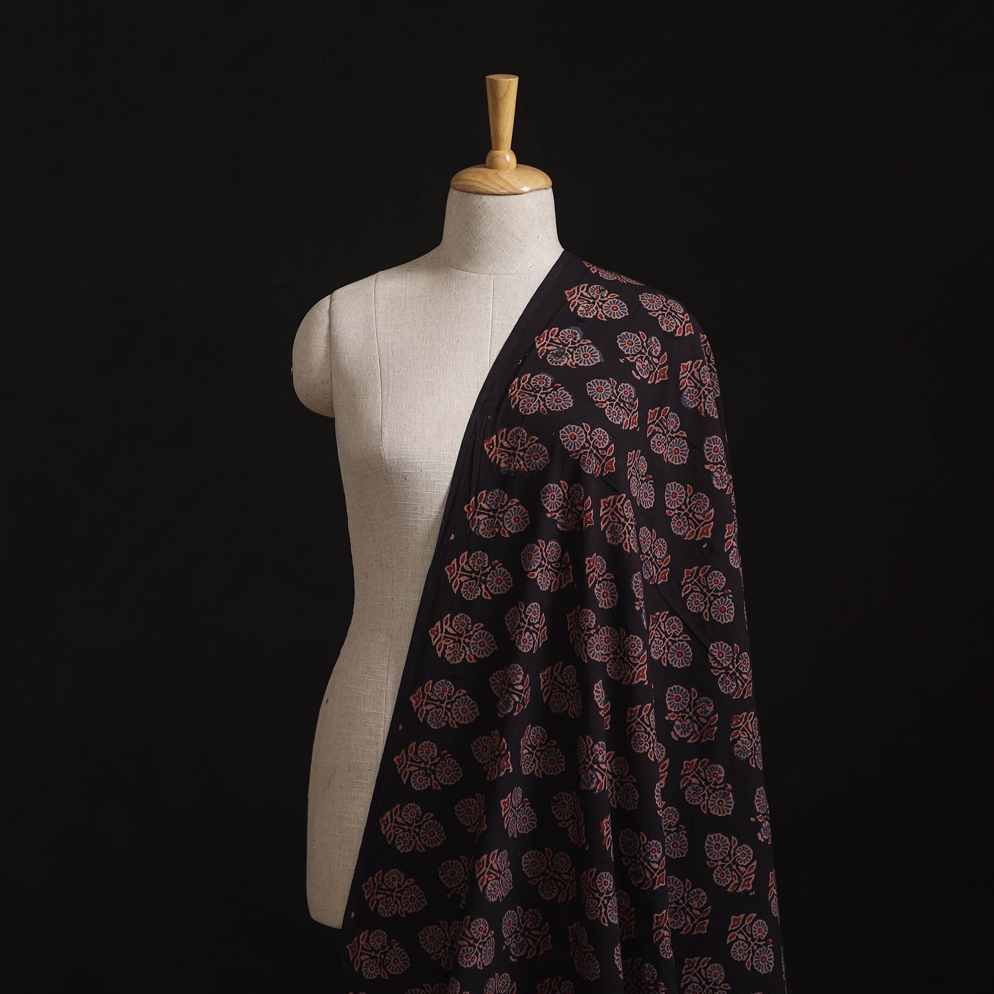 Natural Dyed Hand Block Print Ajrakh Cotton Hakoba Fabric 55