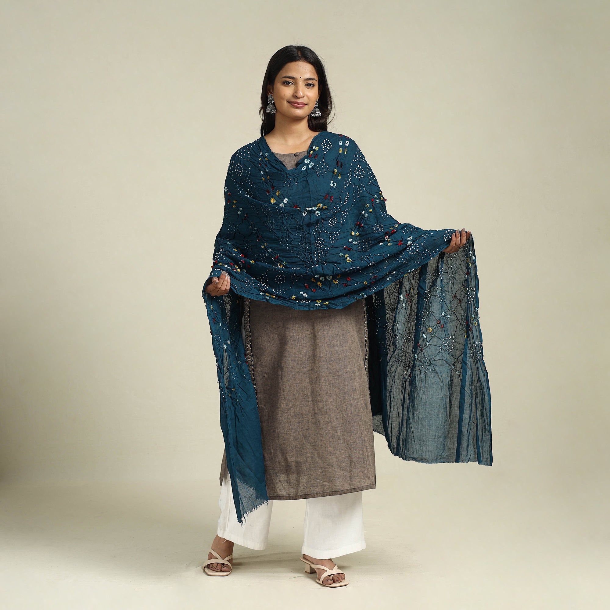 Maroon - Kutch Tie-Dye Pure Mul Cotton Bandhani Dupatta 17