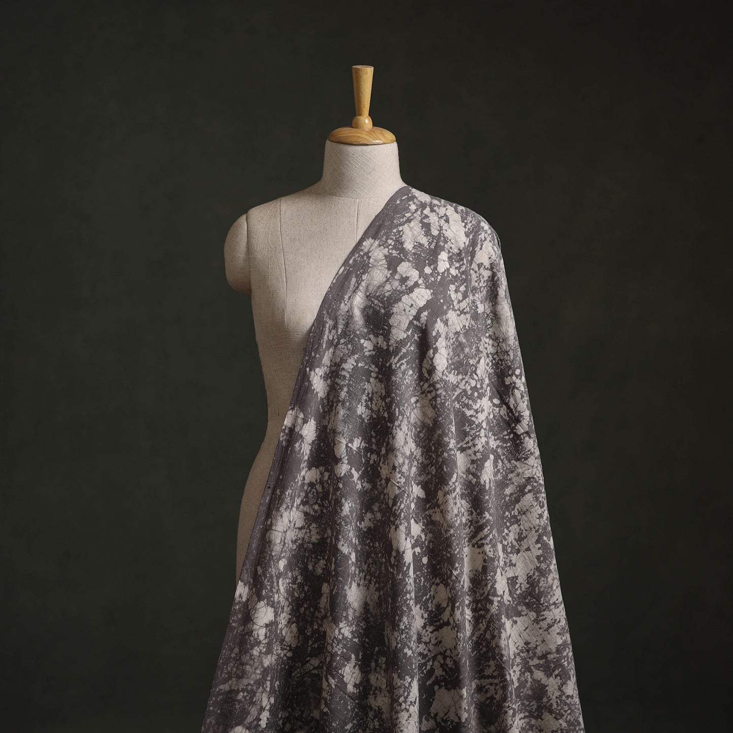 Grey - Authentic Kutch Hand Block Batik Print Pure Handwoven Natural Dyed Kala Cotton Fabric 24