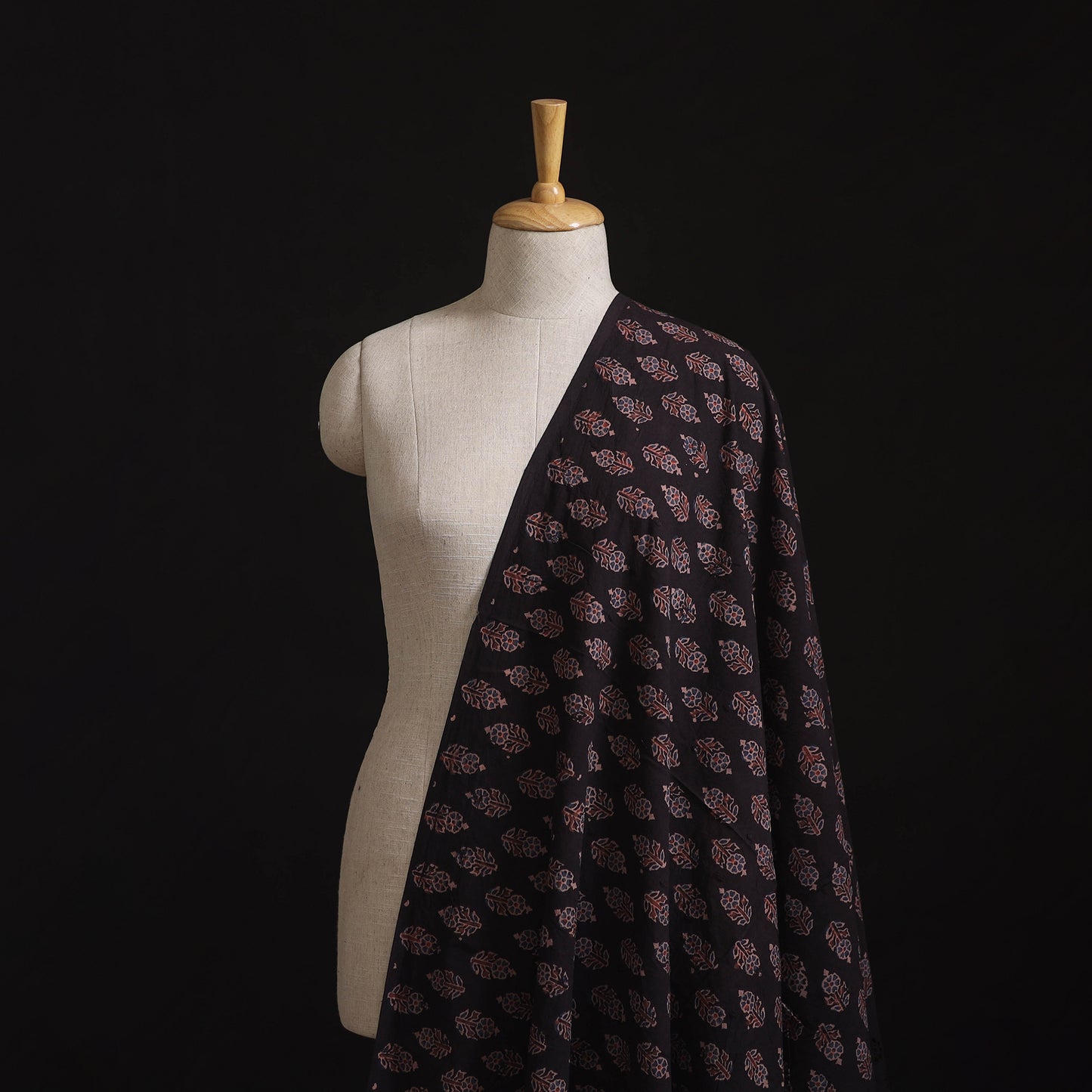 Natural Dyed Hand Block Print Ajrakh Cotton Hakoba Fabric 56