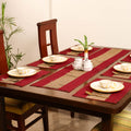 Tagai Work Ajrakh Block Print Cotton Dining Table Runner with Mat Set 43