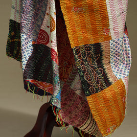 Multicolor - patchwork reversible silk bengal kantha work