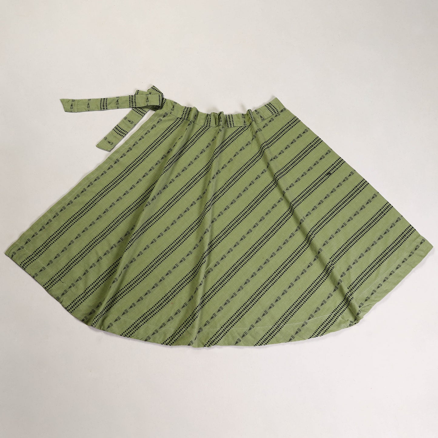 Green - Jacquard Cotton Wrap Around Skirt 25