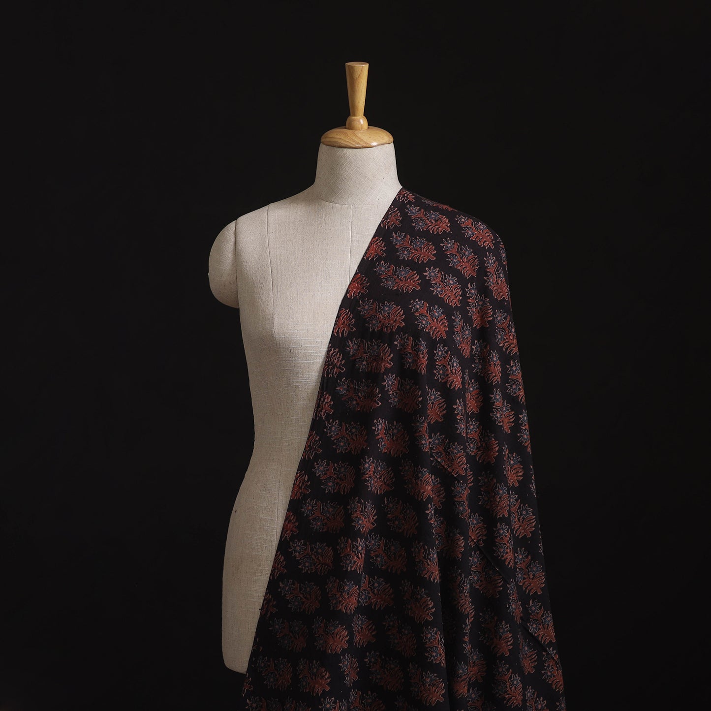 Natural Dyed Hand Block Print Ajrakh Cotton Hakoba Fabric 57