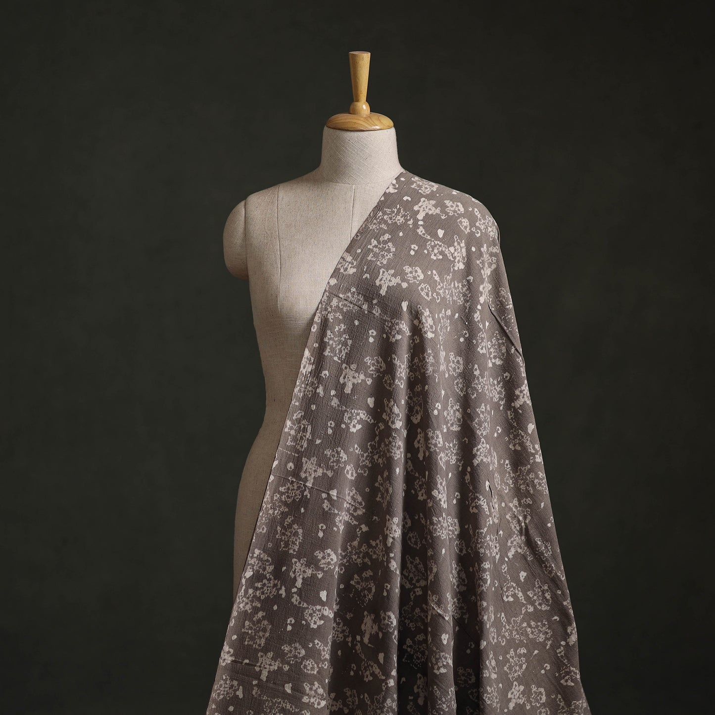 Grey - Authentic Kutch Hand Block Batik Print Pure Handwoven Natural Dyed Kala Cotton Fabric 26