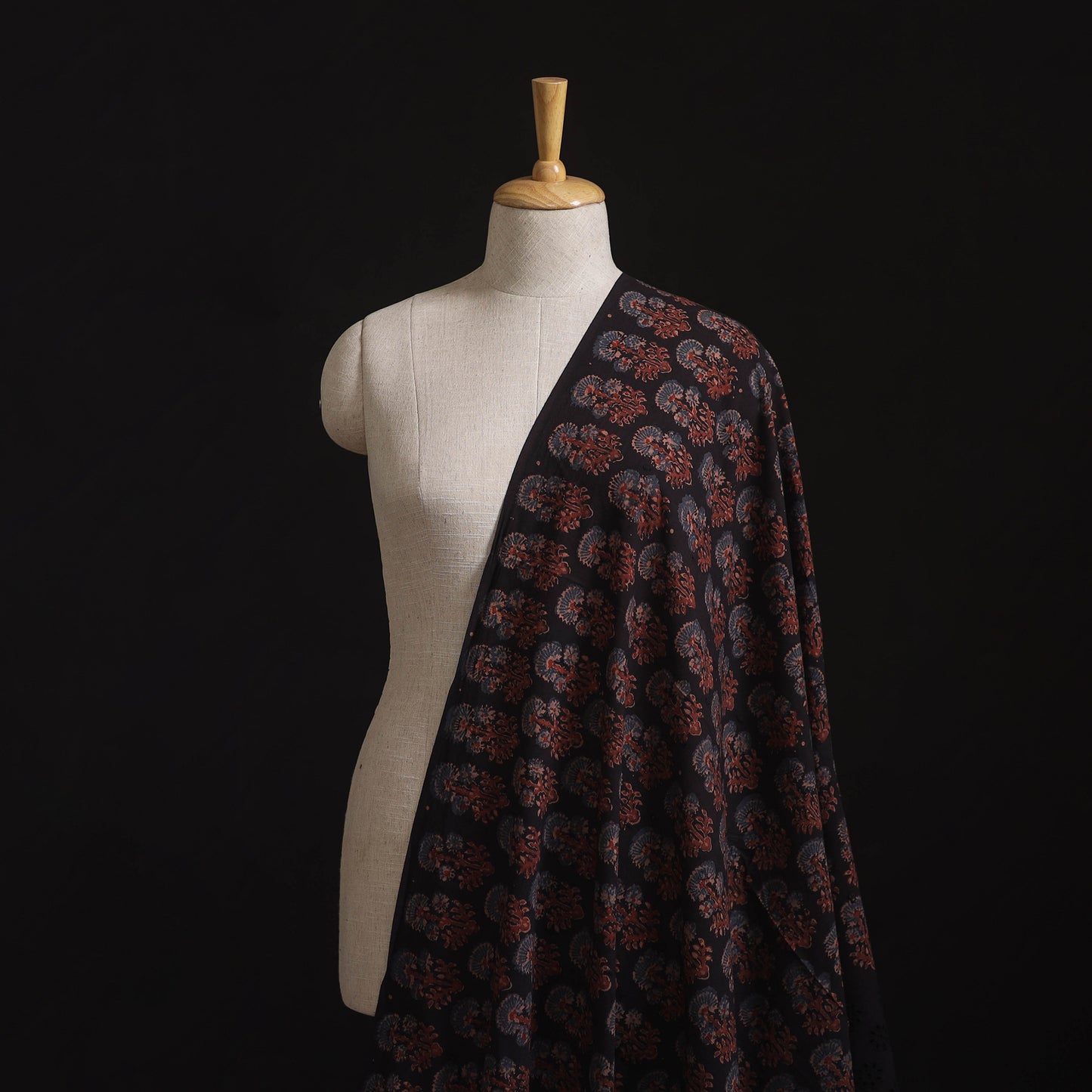 Natural Dyed Hand Block Print Ajrakh Cotton Hakoba Fabric 58