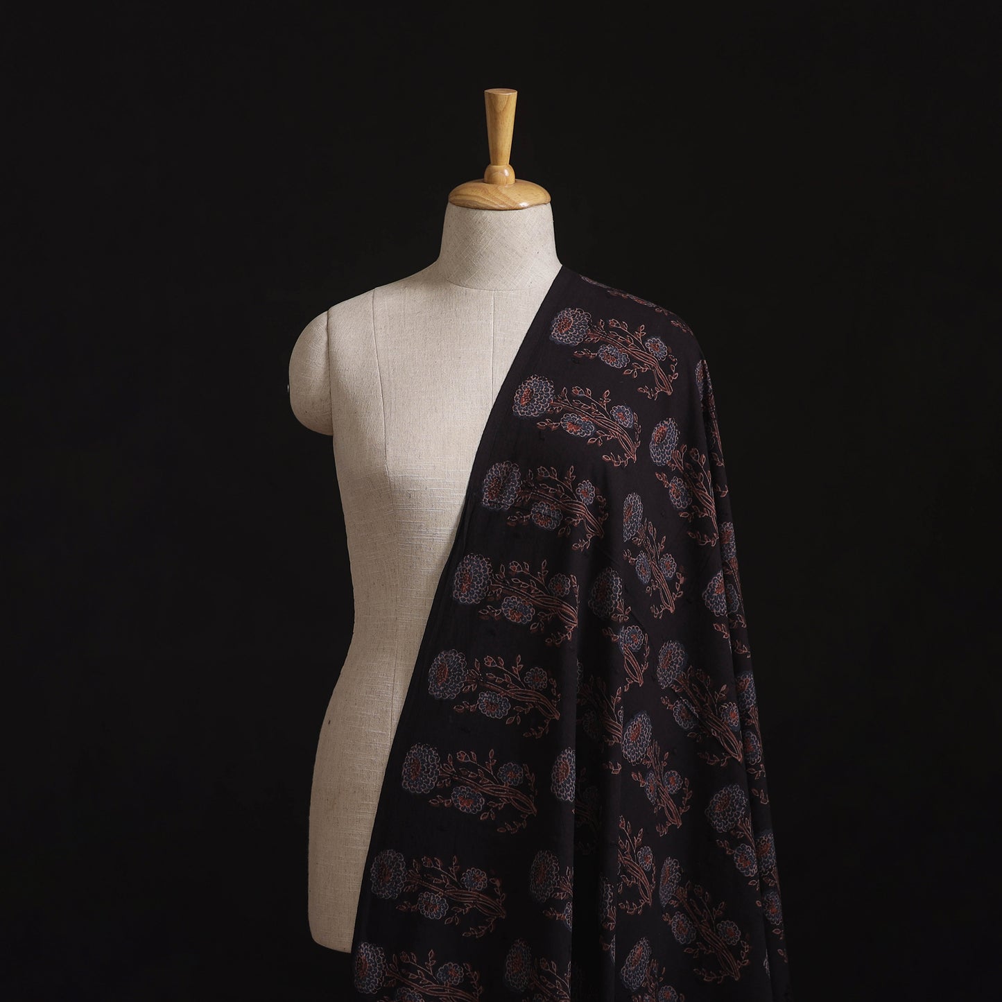 Natural Dyed Hand Block Print Ajrakh Cotton Hakoba Fabric 60