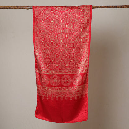 Red - Ajrakh Printed Mashru Silk Stole 32
