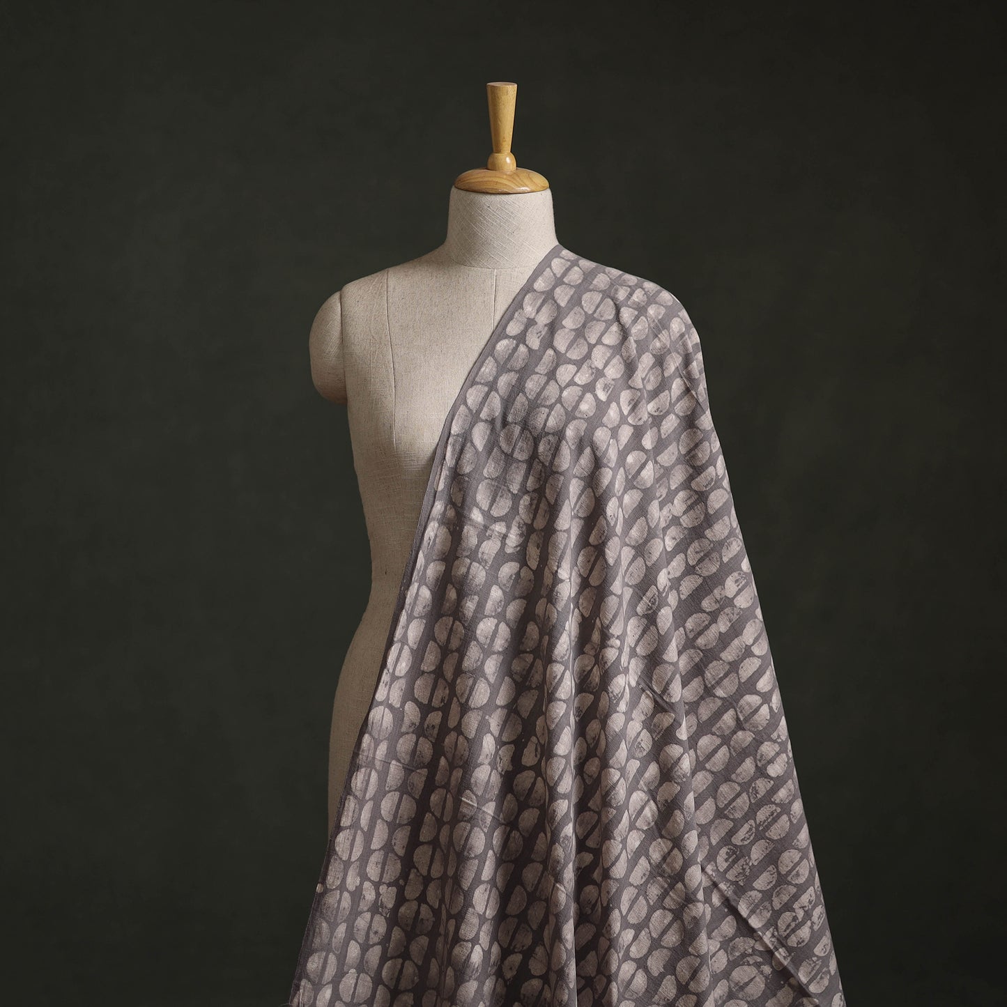 Grey - Authentic Kutch Hand Block Batik Print Pure Handwoven Natural Dyed Kala Cotton Fabric 29
