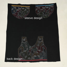 Black Cotton Bengal Kantha Stitch Blouse Piece 
