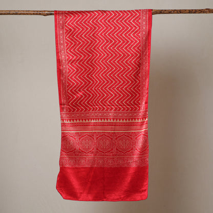 Red - Ajrakh Printed Mashru Silk Stole 31