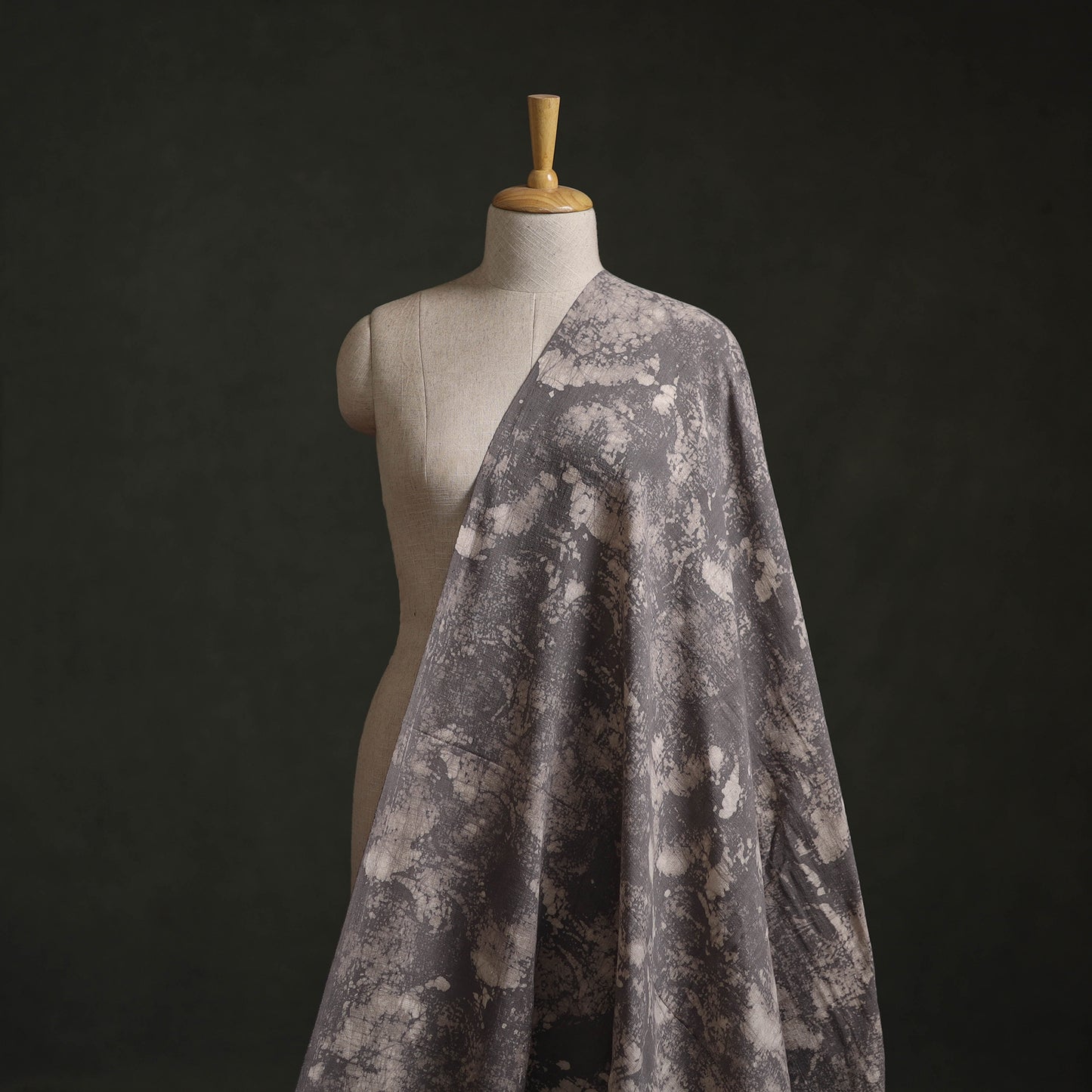 Grey - Authentic Kutch Hand Block Batik Print Pure Handwoven Natural Dyed Kala Cotton Fabric 30
