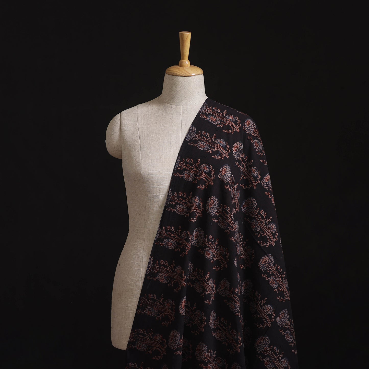 Natural Dyed Hand Block Print Ajrakh Cotton Hakoba Fabric 62