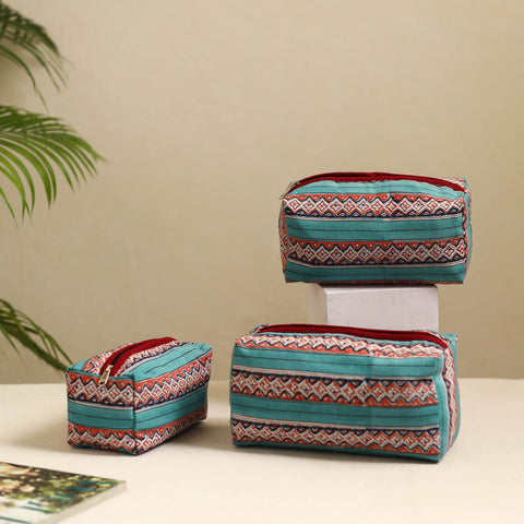 Multicolor - Handmade Cotton Toiletry Bags (Set of 3) 15