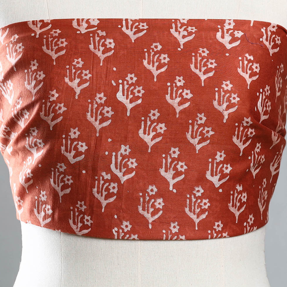 Orange - Bagru Block Printed Cotton Blouse Piece 04