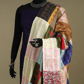 Multicolor - patchwork reversible silk bengal kantha work