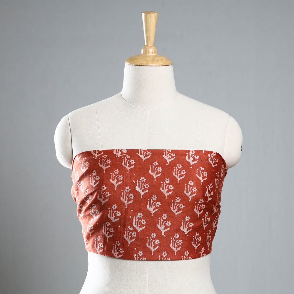 Orange - Bagru Block Printed Cotton Blouse Piece 04