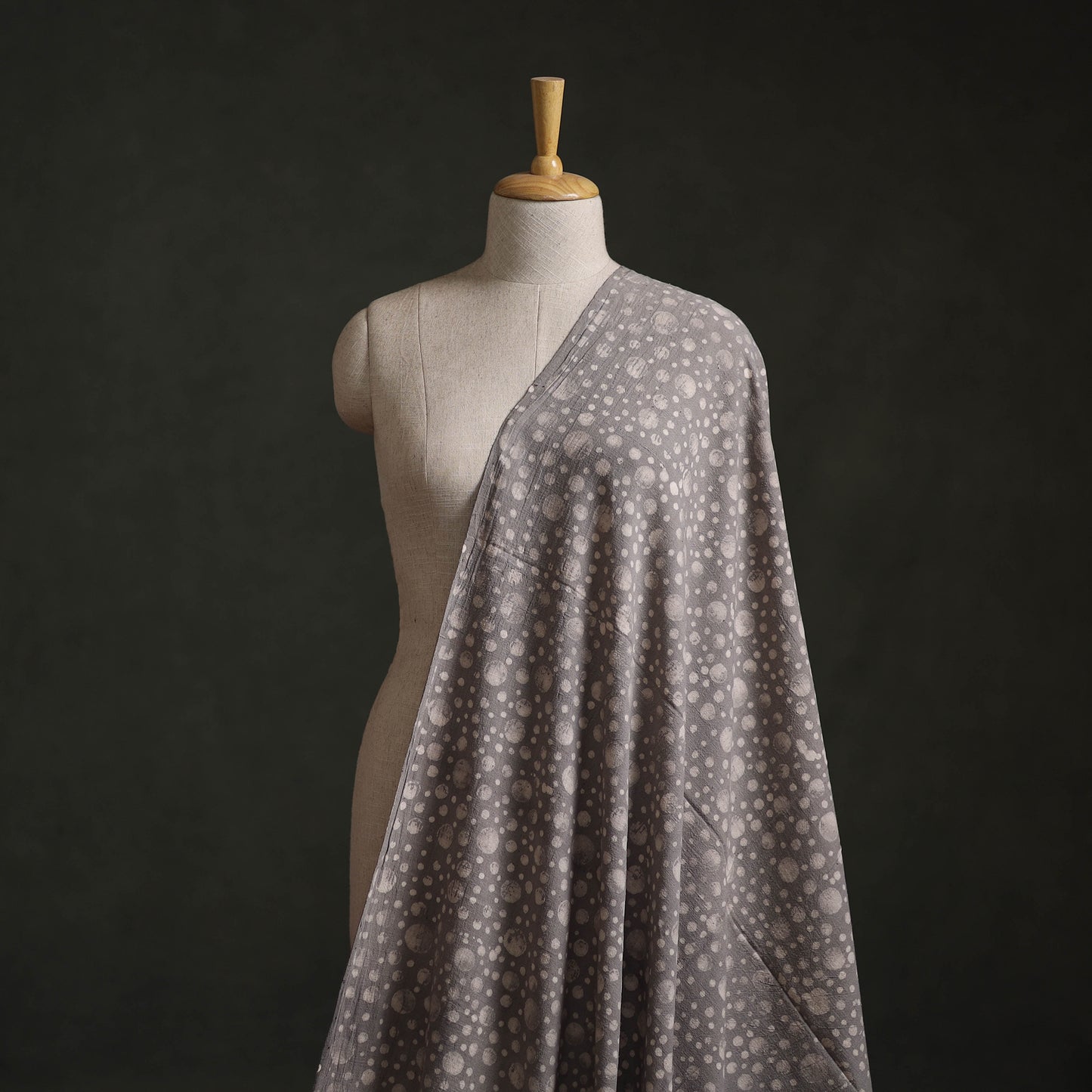 Grey - Authentic Kutch Hand Block Batik Print Pure Handwoven Natural Dyed Kala Cotton Fabric 33