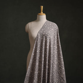 Grey - Authentic Kutch Hand Block Batik Print Pure Handwoven Natural Dyed Kala Cotton Fabric 33