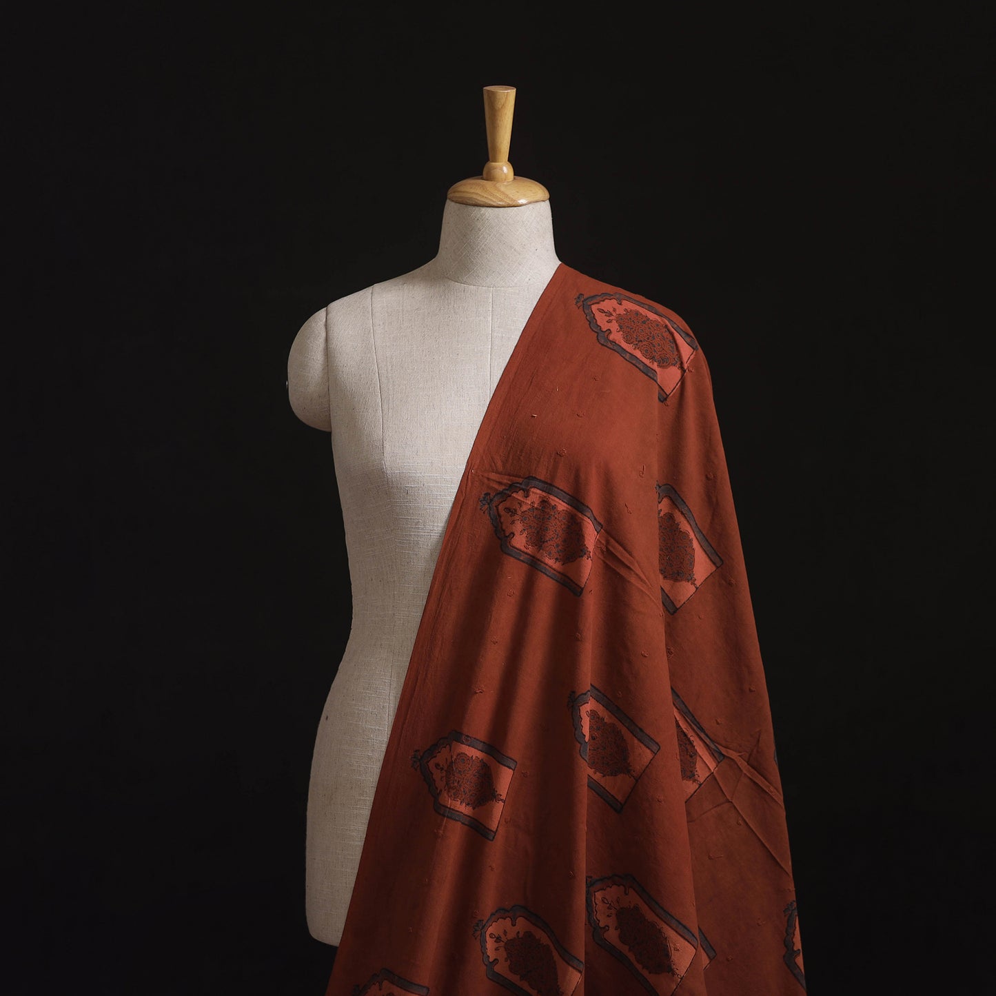 Natural Dyed Hand Block Print Ajrakh Cotton Hakoba Fabric 66