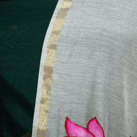 White - chanderi silk handpainted pichwai dupatta 02