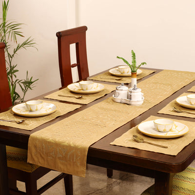 Barmer Applique Cutwork Dining Table Runner with Mat Set 46
