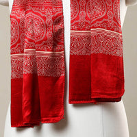 Red - Printed Mashru Silk Ajrakh Stole 02