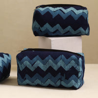 Blue - Handmade Cotton Toiletry Bags (Set of 3) 14