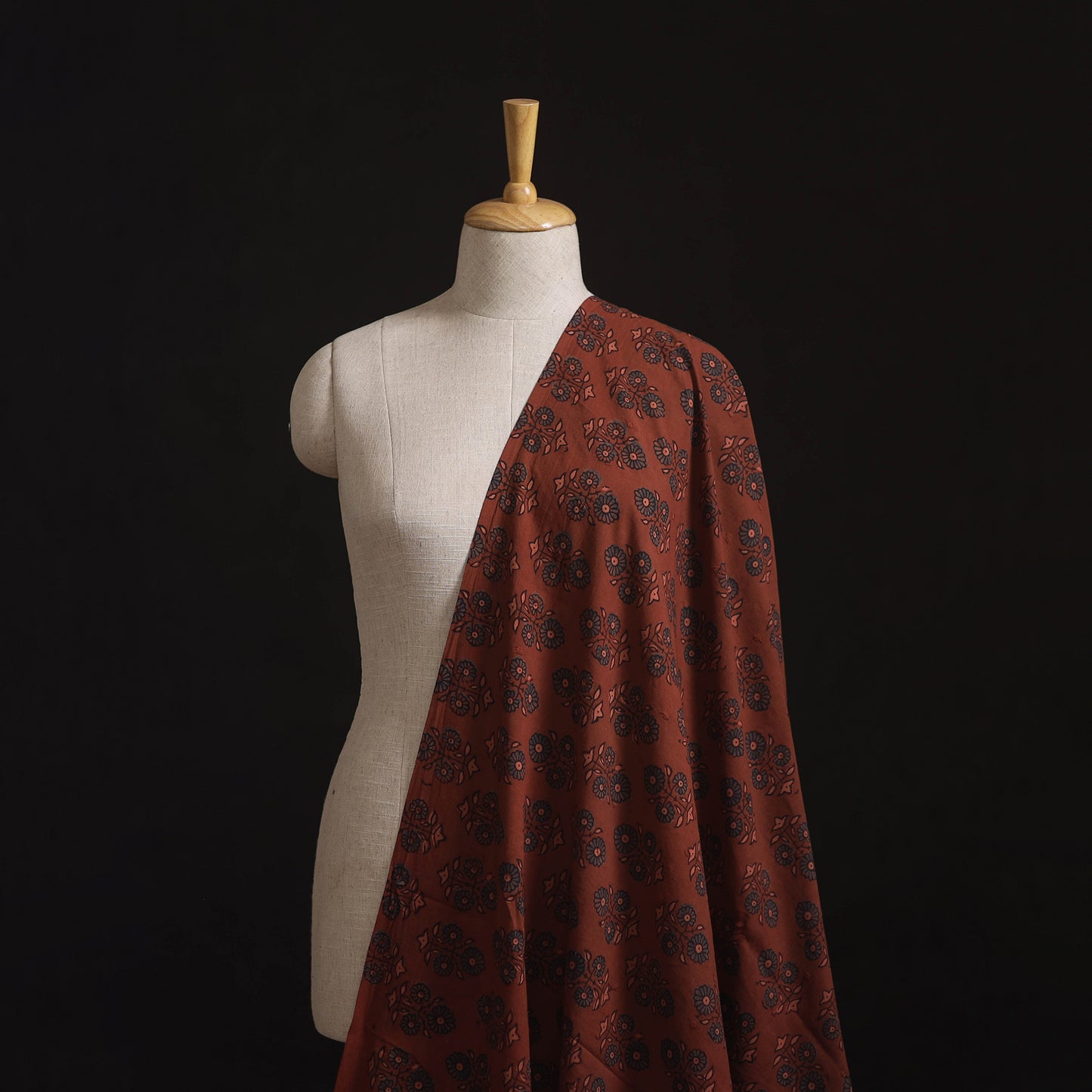 Natural Dyed Hand Block Print Ajrakh Cotton Hakoba Fabric 69