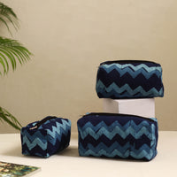 Blue - Handmade Cotton Toiletry Bags (Set of 3) 14