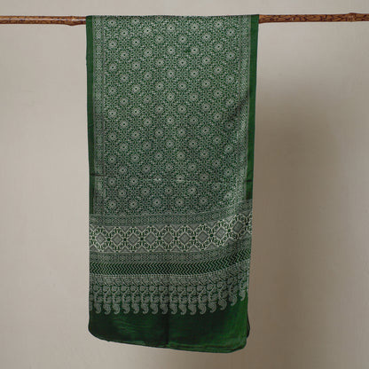 Green - Ajrakh Printed Mashru Silk Stole 23