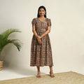 Pedana Block Print Mul Cotton Flared Kalamkari Dress